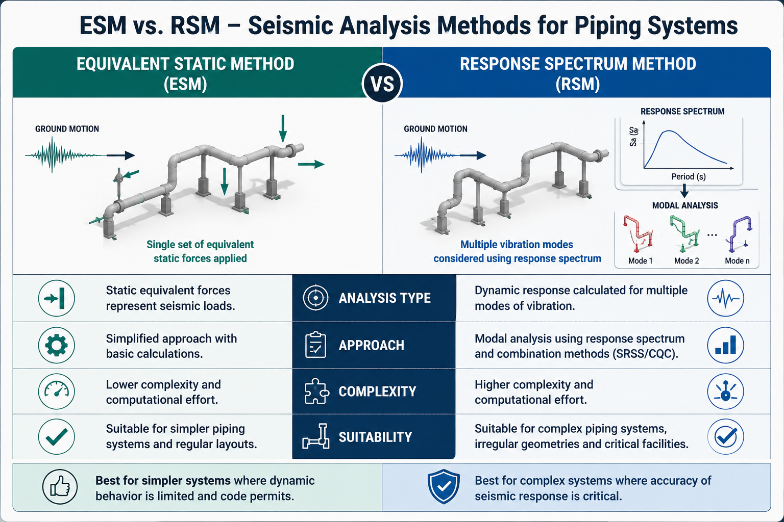 ESM vs RSM Methods For Piping Earthquake Analysis