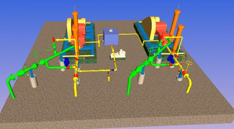 3d model of gas gathering centre launcher receiver station